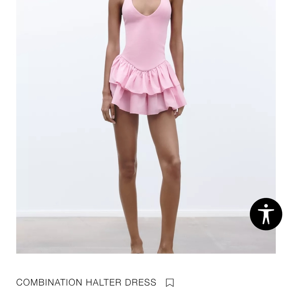 Zara Light Pink Flared Mini Dress - Picture 8 of 10